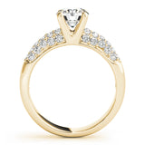 14K Yellow Gold Round Diamond Pave Engagement Ring