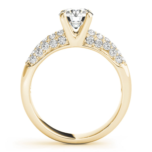 14K Yellow Gold Round Diamond Pave Engagement Ring