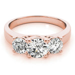 18K Rose Gold 1ct Round Diamond Three-Stone Ring