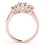 18K Rose Gold 1ct Round Diamond Three-Stone Ring