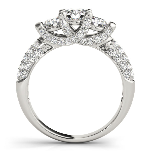 Platinum 1 CT Round Diamond Three-Stone Engagement Ring