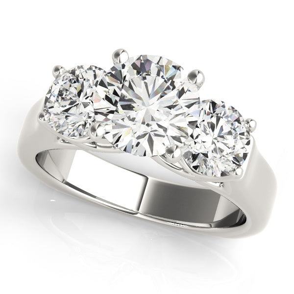 1 CT Round Diamond Three Stone Engagement Ring