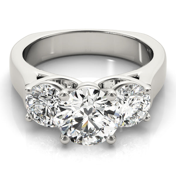 1 CT Round Diamond Three Stone Engagement Ring