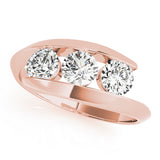 18K Rose Gold 1 ct Round Diamond Three-Stone Ring