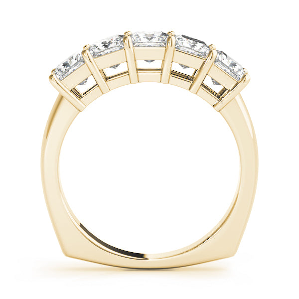 14K Yellow Gold Square Diamond Wedding Band