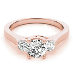 18K Rose Gold 1 ct Diamond Three-Stone Engagement Ring