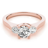 18K Rose Gold 1 ct Diamond Three-Stone Engagement Ring
