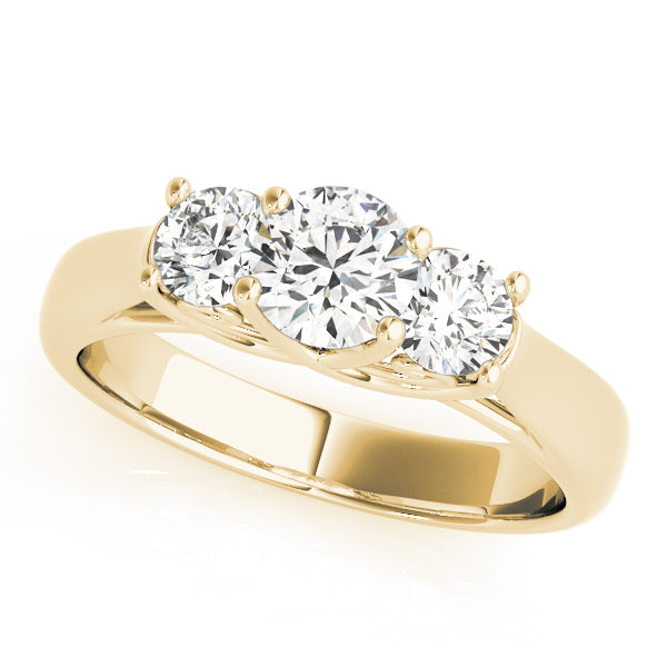 18K Yellow Gold 1 ct Diamond Three-Stone Engagement Ring