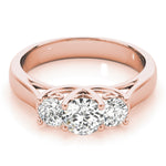14K Rose Gold 1 ct Round Diamond Three-Stone Ring