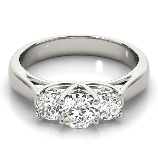 Round Diamond Three Stone Engagement Ring 1 CT