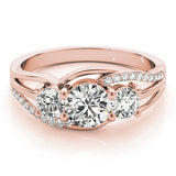 14K Rose Gold Diamond Engagement Ring | 3-Stone Design