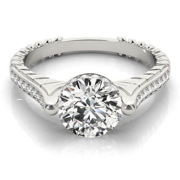 18K White Gold Vintage Diamond Engagement Ring 1+ ctw