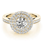 14K Yellow Gold Round Diamond Halo Engagement Ring