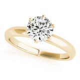 14K Yellow Gold 1ct Round Diamond Engagement Ring