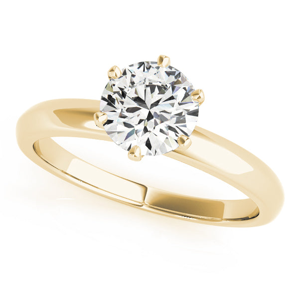 14K Yellow Gold 1ct Round Diamond Engagement Ring