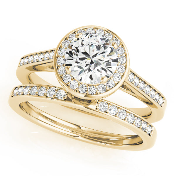 18K Yellow Gold 1 ct Diamond Halo Engagement Ring