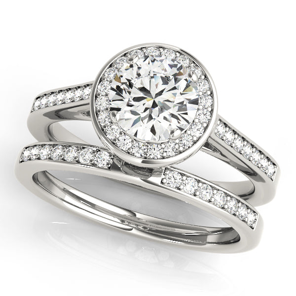 18K White Gold 0.75ctw Round Diamond Halo Ring