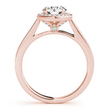 18K Rose Gold Diamond Halo Engagement Ring 0.75ctw