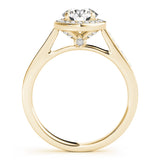 14K Yellow Gold Round Diamond Halo Engagement Ring