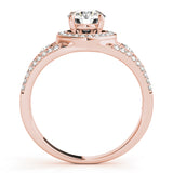 14K Rose Gold Diamond Halo Engagement Ring 1 ctw