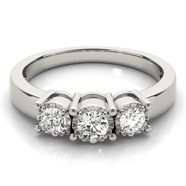 Round Diamond Three Stone Engagement Ring