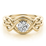14K Yellow Gold Diamond Love Knot Fashion Ring