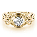 14K Yellow Gold Diamond Love Knot Fashion Ring