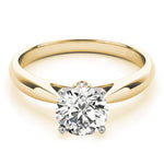 14K Yellow Gold 1 CT Round Diamond Engagement Ring