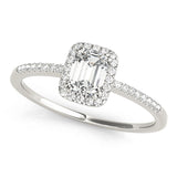 1.0 CT Emerald Diamond Halo Engagement Ring