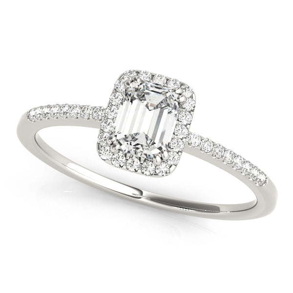 1.0 CT Emerald Diamond Halo Engagement Ring