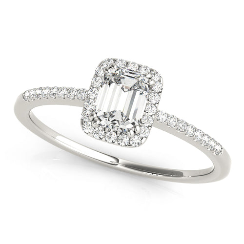 1.0 CT Emerald Diamond Halo Engagement Ring