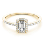 18K Yellow Gold 1 ct Emerald Diamond Halo Ring
