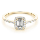 18K Yellow Gold 1 ct Emerald Diamond Halo Ring