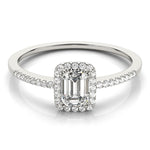 1.0 CT Emerald Diamond Halo Engagement Ring