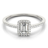 1.0 CT Emerald Diamond Halo Engagement Ring
