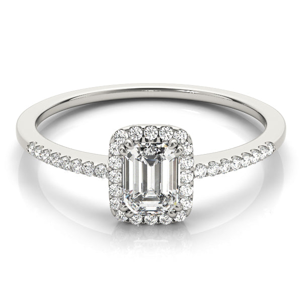 1.0 CT Emerald Diamond Halo Engagement Ring