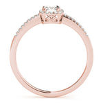 14K Rose Gold Emerald Diamond Halo Ring