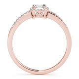 14K Rose Gold Emerald Diamond Halo Ring