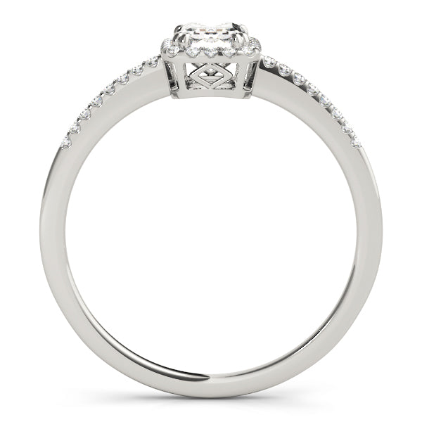 1.0 CT Emerald Diamond Halo Engagement Ring