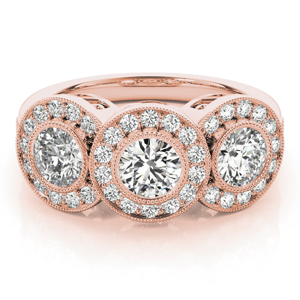 14K Rose Gold 1.05 ctw Round Diamond Three-Stone Ring