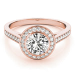 14K Rose Gold Diamond Halo Engagement Ring 1.25ctw