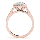 14K Rose Gold Diamond Halo Engagement Ring 1.25ctw