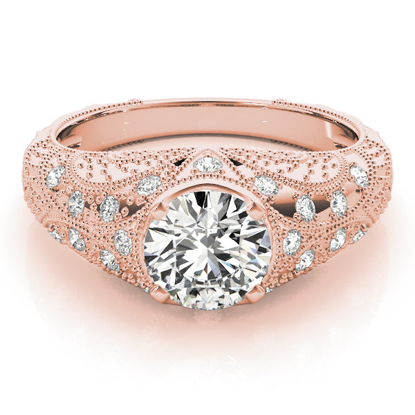 14K Rose Gold Vintage Diamond Engagement Ring 1.2ctw