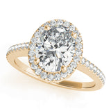 14K Yellow Gold Oval Diamond Engagement Ring with Halo