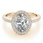 14K Yellow Gold Oval Diamond Engagement Ring with Halo