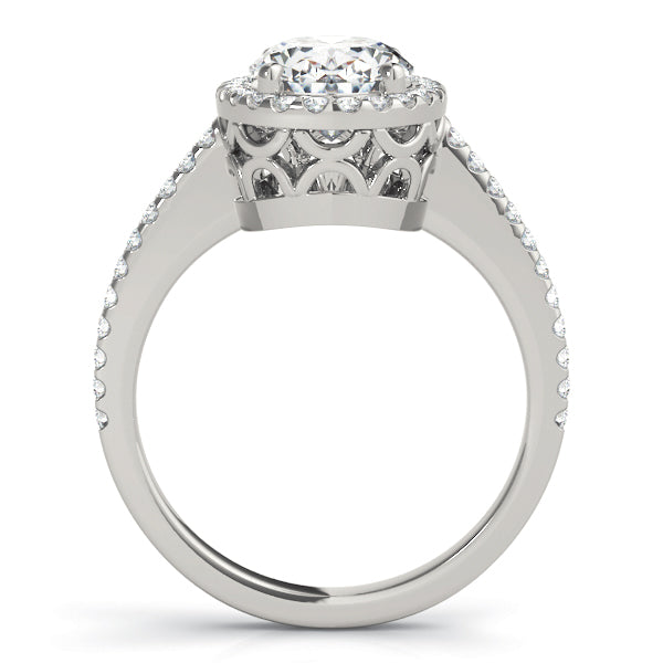 14K White Gold Oval Diamond Halo Engagement Ring