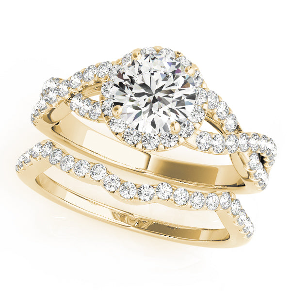 14K Yellow Gold 1 CT Diamond Halo Engagement Ring