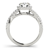 1 CT Round Diamond Halo Engagement Ring