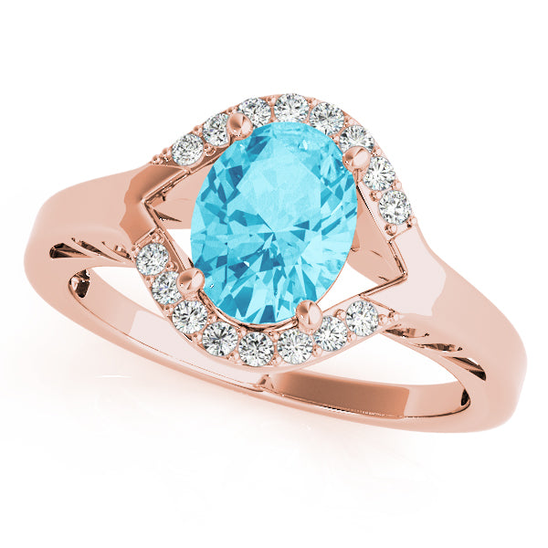 14K Rose Gold Diamond Oval Ring