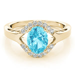 14K Yellow Gold Oval Diamond Fashion Ring
